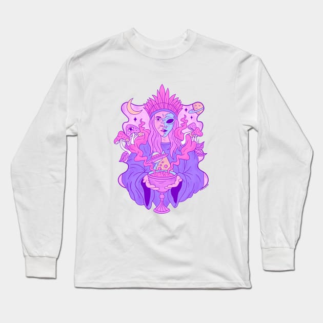 Alien Shaman making Ayahuasca Long Sleeve T-Shirt by MantraKaya